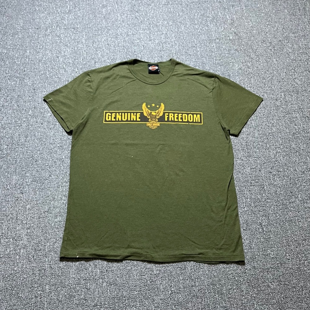 Harley Davidson T Shirt Large Green Genuine Freedom Pensacola Blue Angels Tee